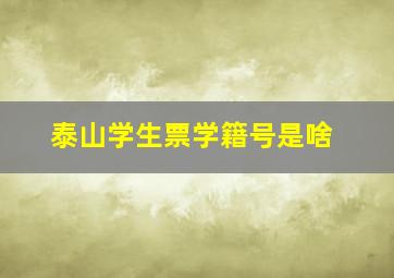 泰山学生票学籍号是啥