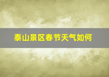 泰山景区春节天气如何