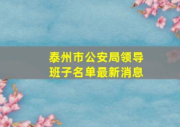 泰州市公安局领导班子名单最新消息