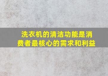 洗衣机的清洁功能是消费者最核心的需求和利益