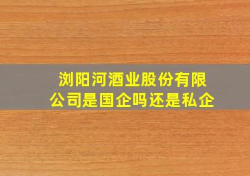 浏阳河酒业股份有限公司是国企吗还是私企