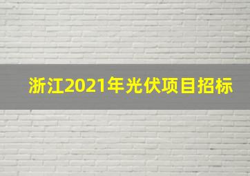 浙江2021年光伏项目招标