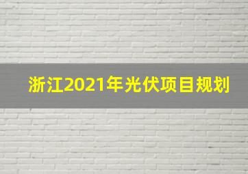 浙江2021年光伏项目规划