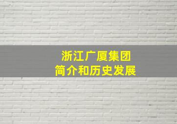 浙江广厦集团简介和历史发展