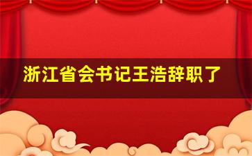 浙江省会书记王浩辞职了