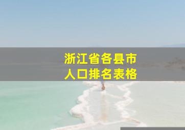 浙江省各县市人口排名表格