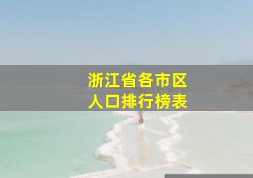 浙江省各市区人口排行榜表