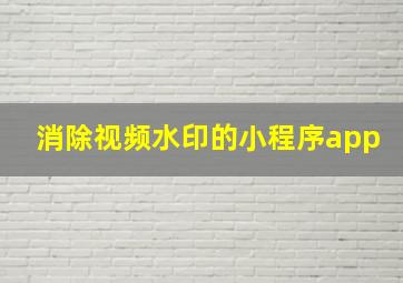 消除视频水印的小程序app