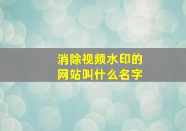 消除视频水印的网站叫什么名字