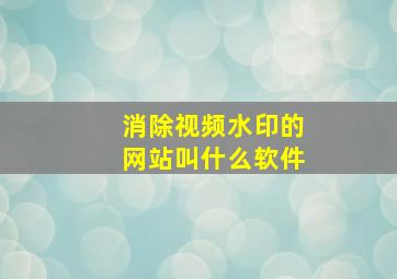 消除视频水印的网站叫什么软件