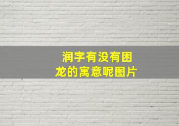 润字有没有困龙的寓意呢图片