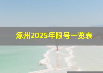 涿州2025年限号一览表