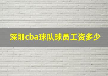 深圳cba球队球员工资多少