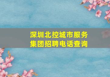 深圳北控城市服务集团招聘电话查询