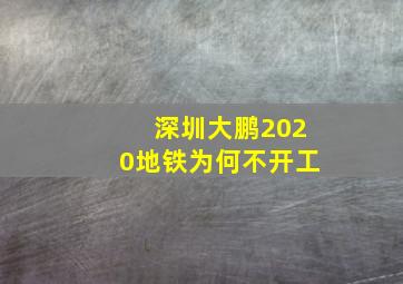 深圳大鹏2020地铁为何不开工