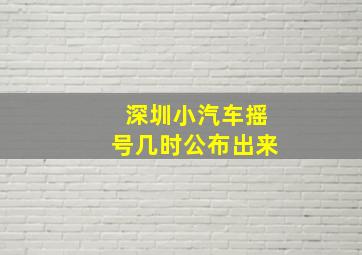 深圳小汽车摇号几时公布出来