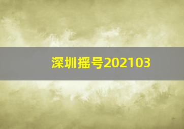 深圳摇号202103