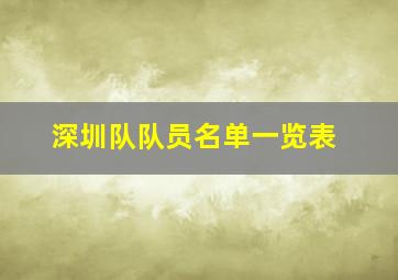 深圳队队员名单一览表