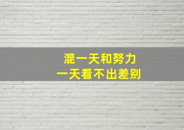 混一天和努力一天看不出差别