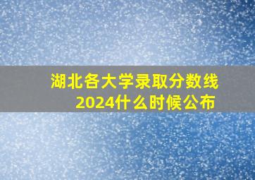 湖北各大学录取分数线2024什么时候公布