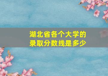 湖北省各个大学的录取分数线是多少