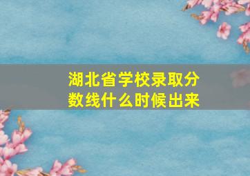 湖北省学校录取分数线什么时候出来