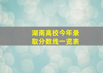 湖南高校今年录取分数线一览表