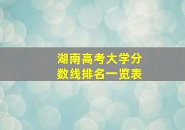 湖南高考大学分数线排名一览表