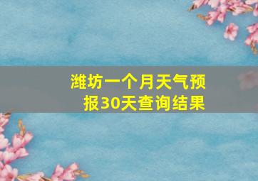 潍坊一个月天气预报30天查询结果