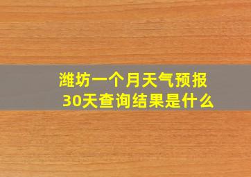 潍坊一个月天气预报30天查询结果是什么