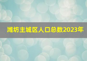 潍坊主城区人口总数2023年