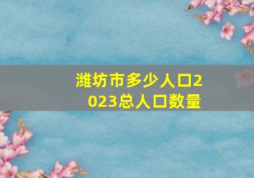 潍坊市多少人口2023总人口数量