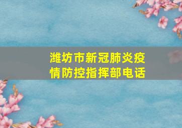 潍坊市新冠肺炎疫情防控指挥部电话