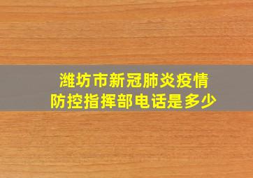 潍坊市新冠肺炎疫情防控指挥部电话是多少