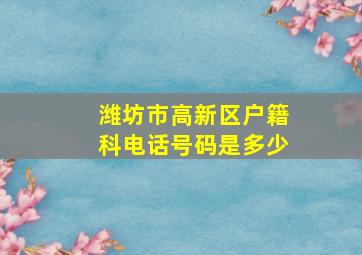 潍坊市高新区户籍科电话号码是多少