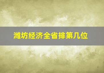 潍坊经济全省排第几位