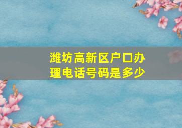 潍坊高新区户口办理电话号码是多少