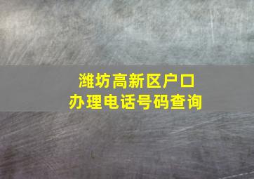 潍坊高新区户口办理电话号码查询