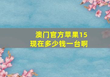 澳门官方苹果15现在多少钱一台啊