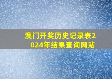 澳门开奖历史记录表2024年结果查询网站