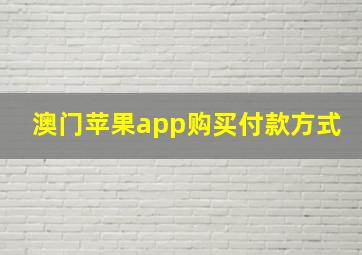 澳门苹果app购买付款方式