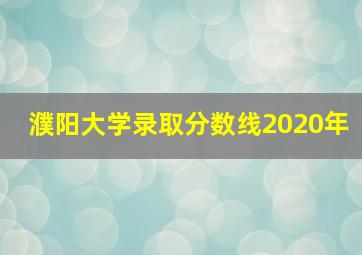 濮阳大学录取分数线2020年