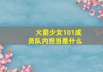 火箭少女101成员队内担当是什么