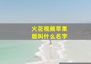 火花视频苹果版叫什么名字