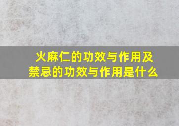 火麻仁的功效与作用及禁忌的功效与作用是什么