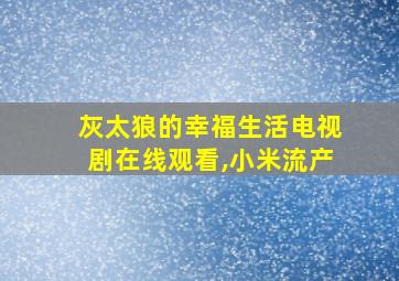 灰太狼的幸福生活电视剧在线观看,小米流产