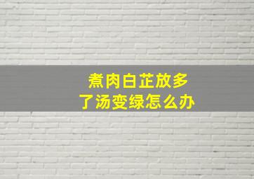 煮肉白芷放多了汤变绿怎么办