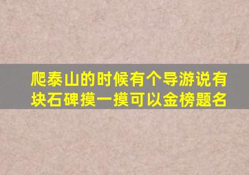 爬泰山的时候有个导游说有块石碑摸一摸可以金榜题名