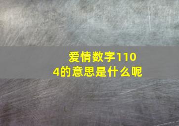 爱情数字1104的意思是什么呢