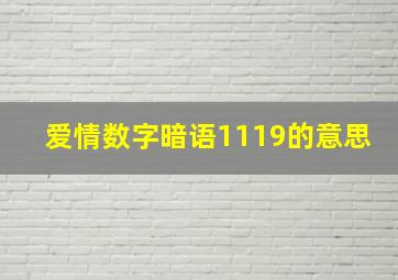 爱情数字暗语1119的意思